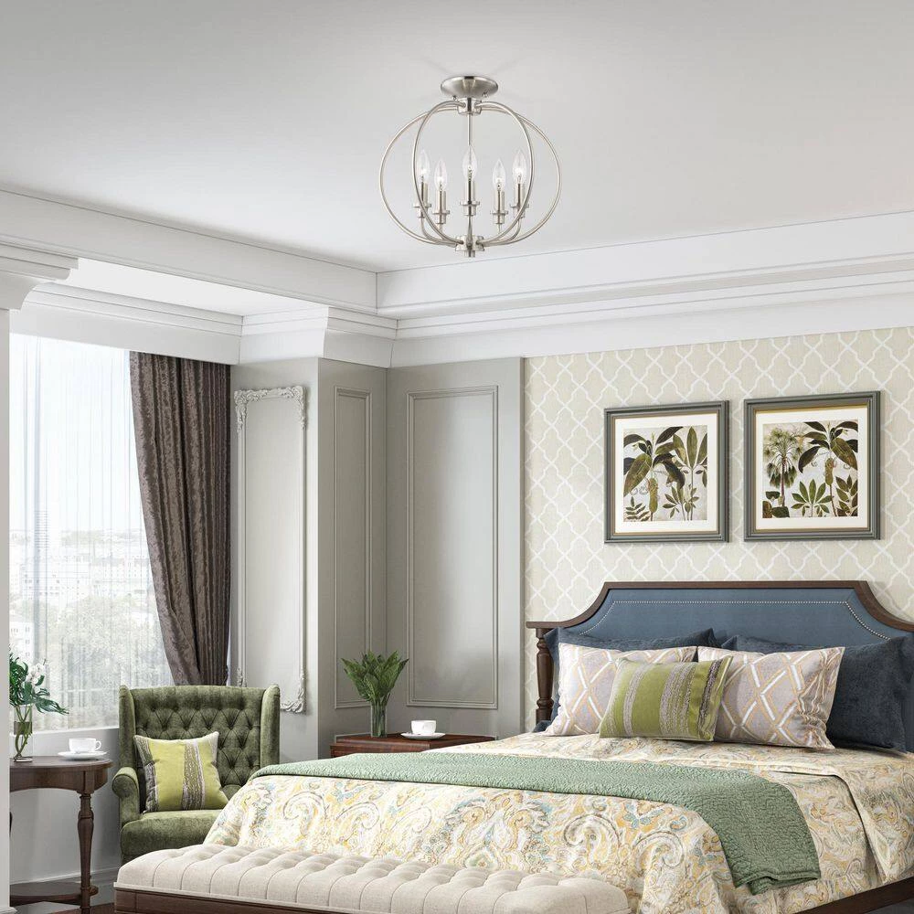 Milania 5 Light Brushed Nickel Convertible Mini Chandelier/Semi Flush Mount by Livex Lighting 4 Milania 5 Light Brushed Nickel Convertible Mini Chandelier/Semi Flush Mount by Livex Lighting - Image 4