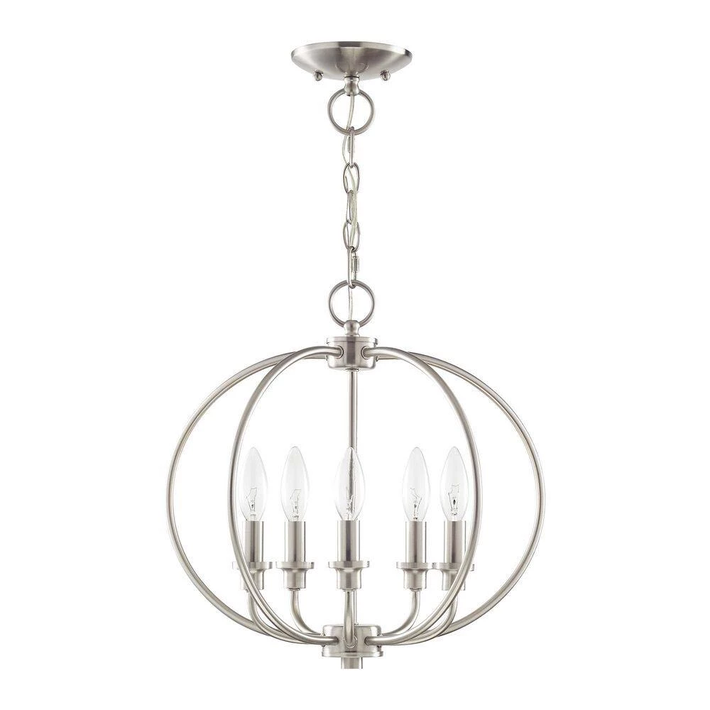 Milania 5 Light Brushed Nickel Convertible Mini Chandelier/Semi Flush Mount by Livex Lighting 7 Milania 5 Light Brushed Nickel Convertible Mini Chandelier/Semi Flush Mount by Livex Lighting - Image 7