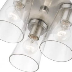 Cityview 11 in. 3-Light Brushed Nickel Large Flush-Mount with Clear Glass Shades by Livex Lighting -Livex Lighting shop brushed nickel livex lighting flush mount lights 46712 91 fa 1000