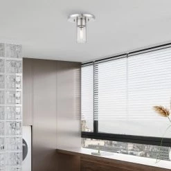 Carson 9 in. 1-Light Brushed Nickel Flush Mount with Clear Glass Shade by Livex Lighting -Livex Lighting shop brushed nickel livex lighting flush mount lights 48761 91 1d 1000