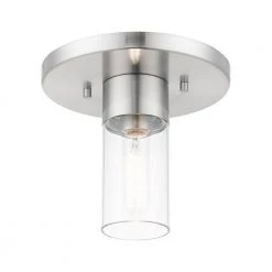 Carson 9 in. 1-Light Brushed Nickel Flush Mount with Clear Glass Shade by Livex Lighting -Livex Lighting shop brushed nickel livex lighting flush mount lights 48761 91 4f 1000