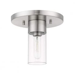 Carson 9 in. 1-Light Brushed Nickel Flush Mount with Clear Glass Shade by Livex Lighting -Livex Lighting shop brushed nickel livex lighting flush mount lights 48761 91 c3 1000