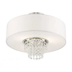Carlisle 3 Light Brushed Nickel Semi Flush Mount by Livex Lighting -Livex Lighting shop brushed nickel livex lighting flush mount lights 51027 91 44 1000