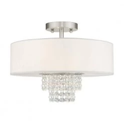 Carlisle 3 Light Brushed Nickel Semi Flush Mount by Livex Lighting -Livex Lighting shop brushed nickel livex lighting flush mount lights 51027 91 4f 1000