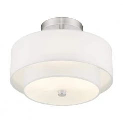 Claremont 2 Light Brushed Nickel Semi Flush Mount by Livex Lighting -Livex Lighting shop brushed nickel livex lighting flush mount lights 51042 91 1f 1000