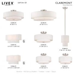 Claremont 2 Light Brushed Nickel Semi Flush Mount by Livex Lighting -Livex Lighting shop brushed nickel livex lighting flush mount lights 51042 91 d4 1000