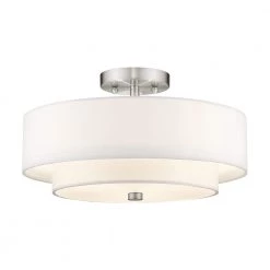 Claremont 3 Light Brushed Nickel Semi Flush Mount by Livex Lighting -Livex Lighting shop brushed nickel livex lighting flush mount lights 51044 91 1d 1000