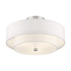 Claremont 3 Light Brushed Nickel Semi Flush Mount by Livex Lighting -Livex Lighting shop brushed nickel livex lighting flush mount lights 51044 91 1f 1000