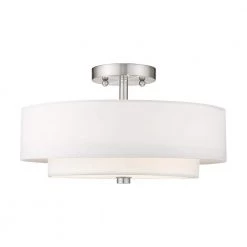 Claremont 3 Light Brushed Nickel Semi Flush Mount by Livex Lighting -Livex Lighting shop brushed nickel livex lighting flush mount lights 51044 91 4f 1000