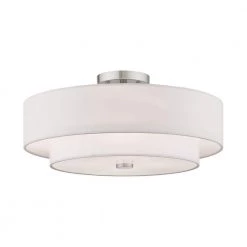 Claremont 18 in. 4-Light Brushed Nickel Semi-Flush Mount by Livex Lighting