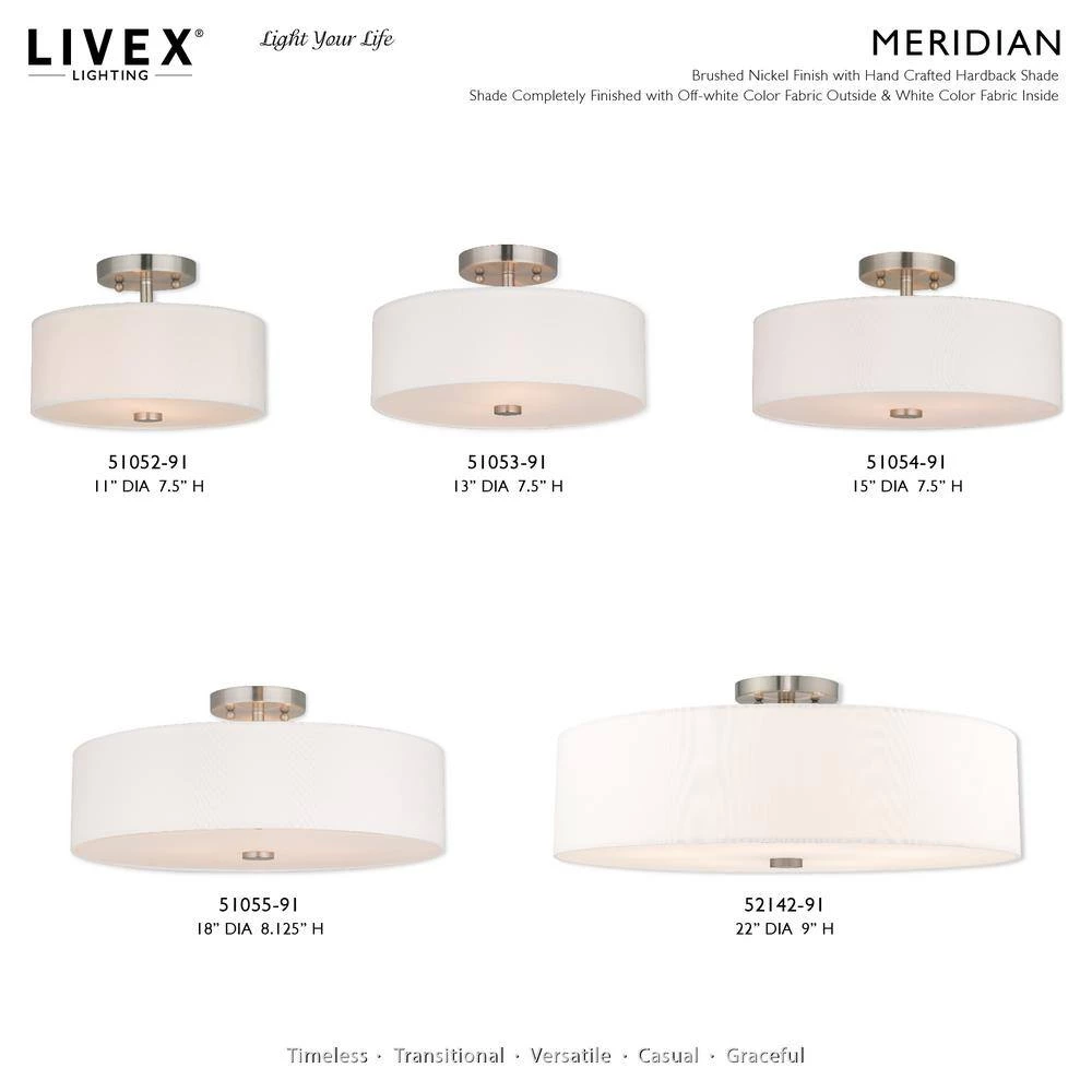 Meridian 2 Light Brushed Nickel Flush Mount by Livex Lighting 10 Meridian 2 Light Brushed Nickel Flush Mount by Livex Lighting - Image 10