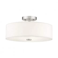 Meridian 3 Light Brushed Nickel Flush Mount by Livex Lighting -Livex Lighting shop brushed nickel livex lighting flush mount lights 51054 91 1d 1000