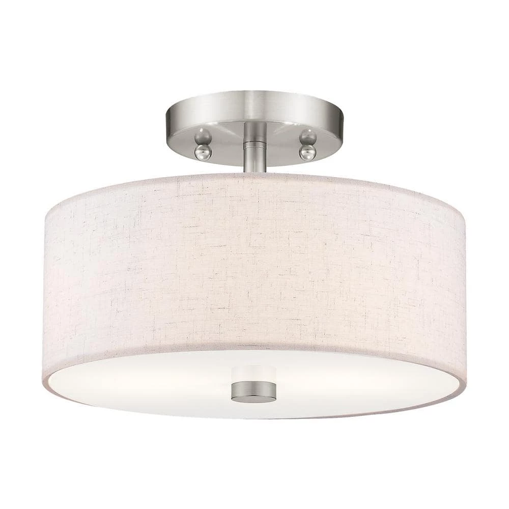 Meridian 2 Light Brushed Nickel Semi Flush Mount by Livex Lighting 1 Meridian 2 Light Brushed Nickel Semi Flush Mount by Livex Lighting