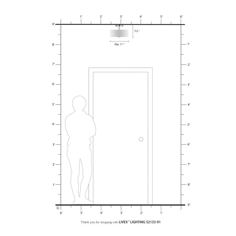 Meridian 2 Light Brushed Nickel Semi Flush Mount by Livex Lighting 3 Meridian 2 Light Brushed Nickel Semi Flush Mount by Livex Lighting - Image 3