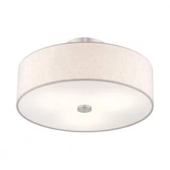 Meridian 3 Light Brushed Nickel Semi Flush Mount by Livex Lighting -Livex Lighting shop brushed nickel livex lighting flush mount lights 52135 91 1f 1000