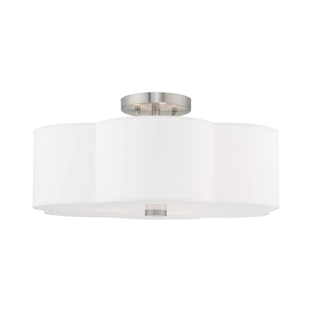Chelsea 3 Light Brushed Nickel Semi Flush Mount by Livex Lighting 8 Chelsea 3 Light Brushed Nickel Semi Flush Mount by Livex Lighting - Image 8