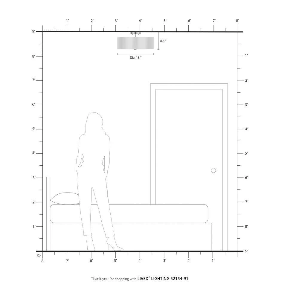 Chelsea 3 Light Brushed Nickel Semi Flush Mount by Livex Lighting 5 Chelsea 3 Light Brushed Nickel Semi Flush Mount by Livex Lighting - Image 5