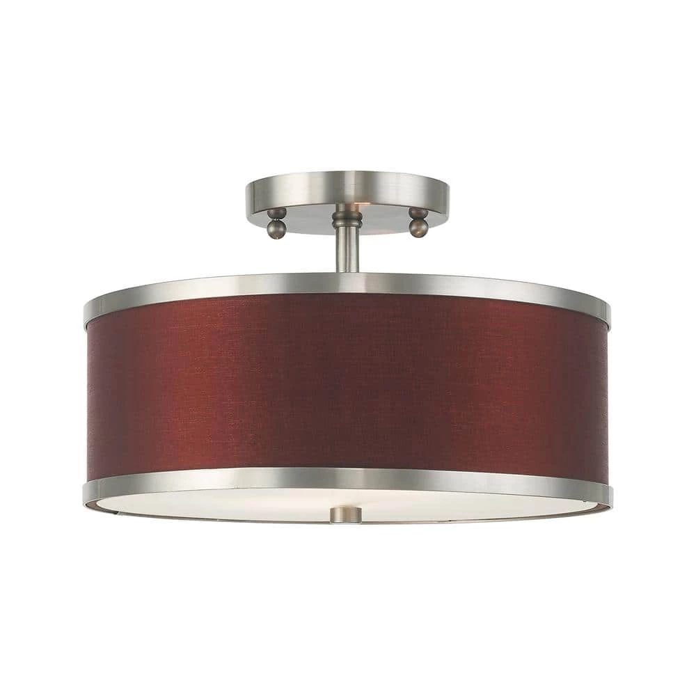 Park Ridge 2 Light Brushed Nickel Semi Flush Mount by Livex Lighting 1 Park Ridge 2 Light Brushed Nickel Semi Flush Mount by Livex Lighting