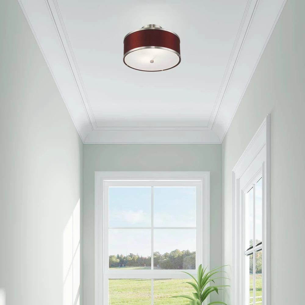 Park Ridge 2 Light Brushed Nickel Semi Flush Mount by Livex Lighting 2 Park Ridge 2 Light Brushed Nickel Semi Flush Mount by Livex Lighting - Image 2