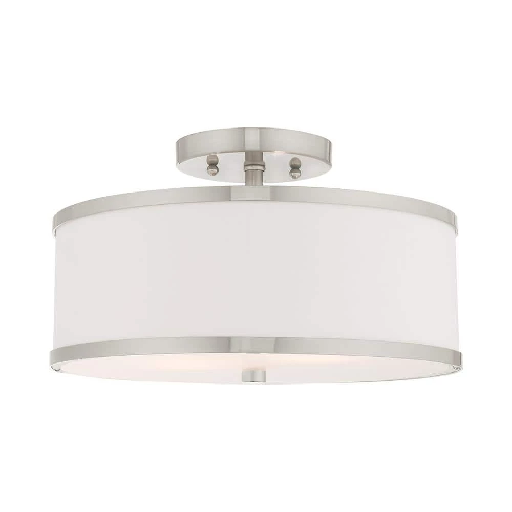 Park Ridge 13 in. 2-Light Brushed Nickel Semi-Flush Mount by Livex Lighting 5 Park Ridge 13 in. 2-Light Brushed Nickel Semi-Flush Mount by Livex Lighting - Image 5