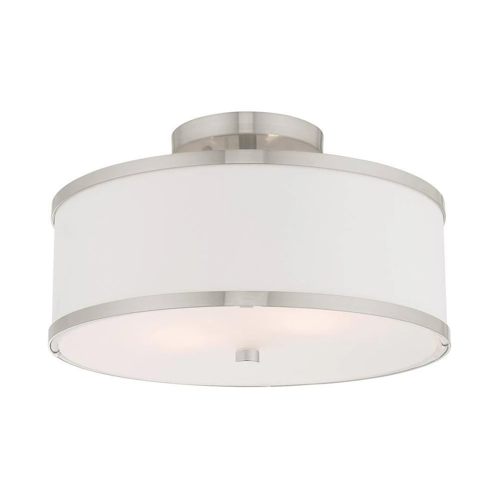 Park Ridge 13 in. 2-Light Brushed Nickel Semi-Flush Mount by Livex Lighting 9 Park Ridge 13 in. 2-Light Brushed Nickel Semi-Flush Mount by Livex Lighting - Image 9