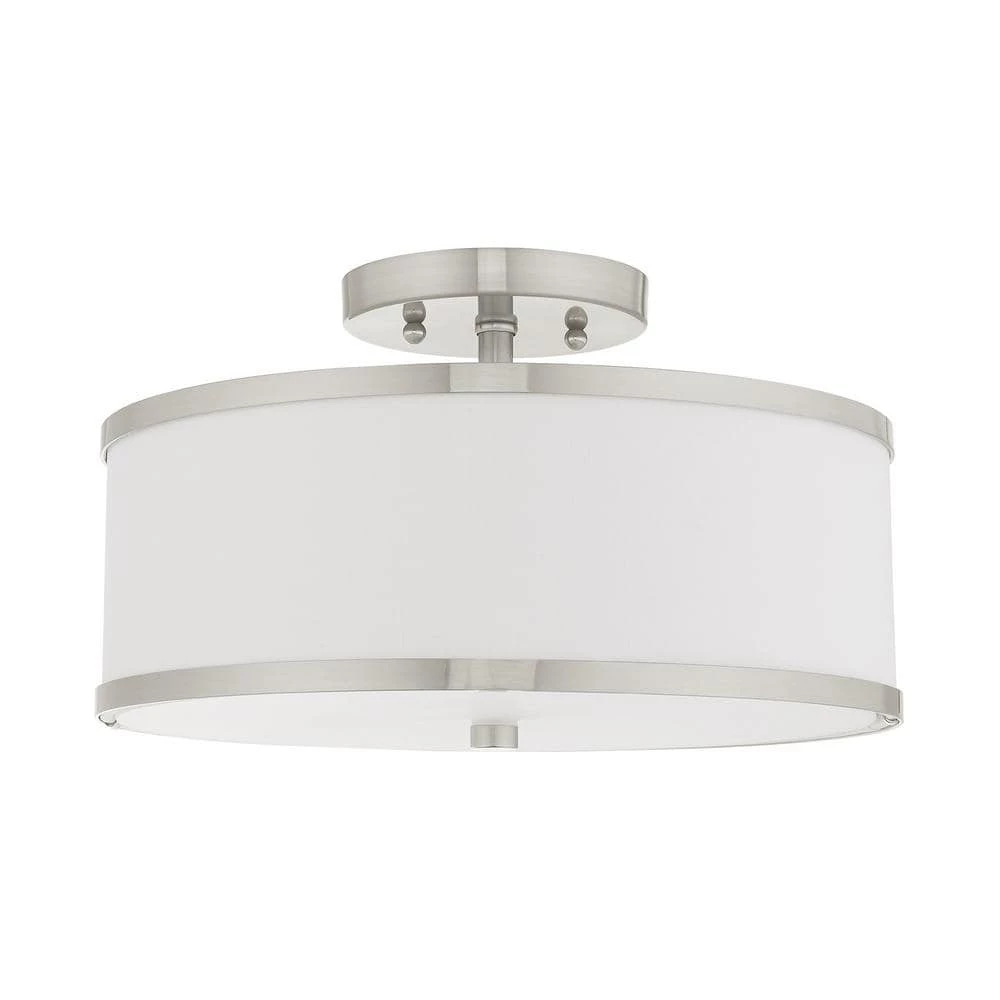 Park Ridge 13 in. 2-Light Brushed Nickel Semi-Flush Mount by Livex Lighting 8 Park Ridge 13 in. 2-Light Brushed Nickel Semi-Flush Mount by Livex Lighting - Image 8