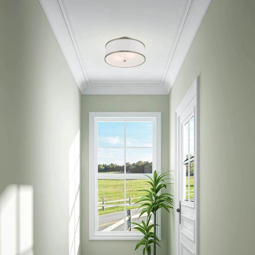 Park Ridge 13 in. 2-Light Brushed Nickel Semi-Flush Mount by Livex Lighting 2 Park Ridge 13 in. 2-Light Brushed Nickel Semi-Flush Mount by Livex Lighting - Image 2