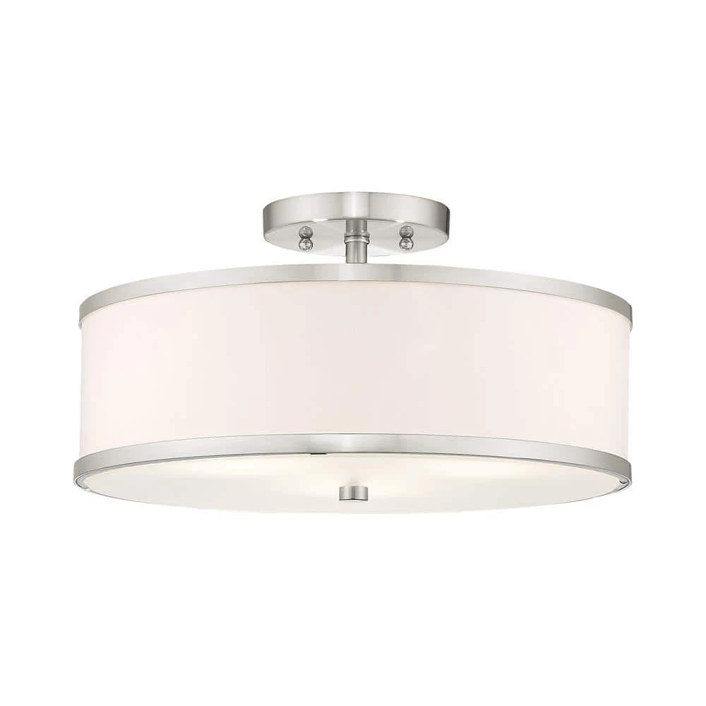 Park Ridge 15 in. 3-Light Brushed Nickel Semi-Flush Mount by Livex Lighting 3 Park Ridge 15 in. 3-Light Brushed Nickel Semi-Flush Mount by Livex Lighting - Image 3