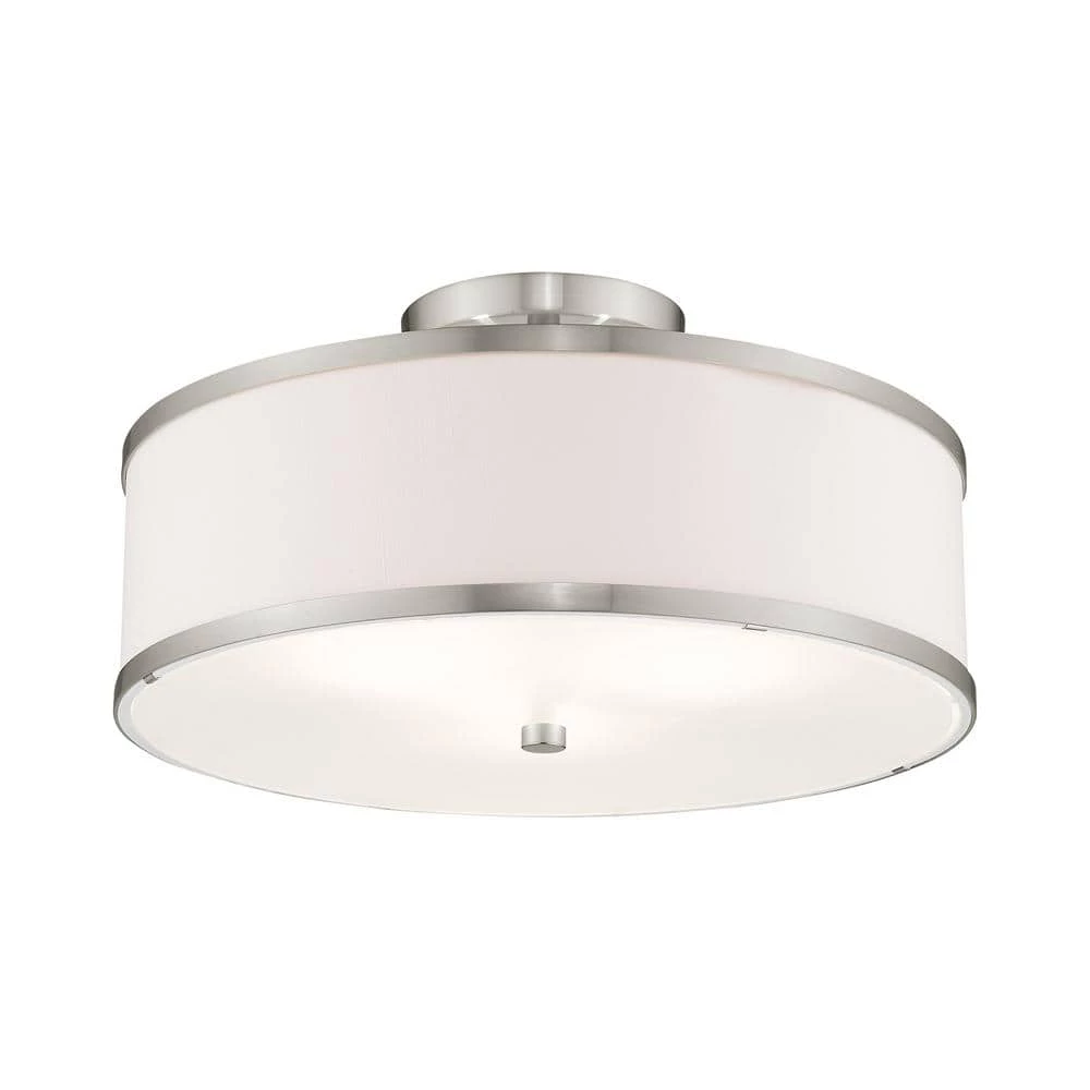 Park Ridge 15 in. 3-Light Brushed Nickel Semi-Flush Mount by Livex Lighting 7 Park Ridge 15 in. 3-Light Brushed Nickel Semi-Flush Mount by Livex Lighting - Image 7