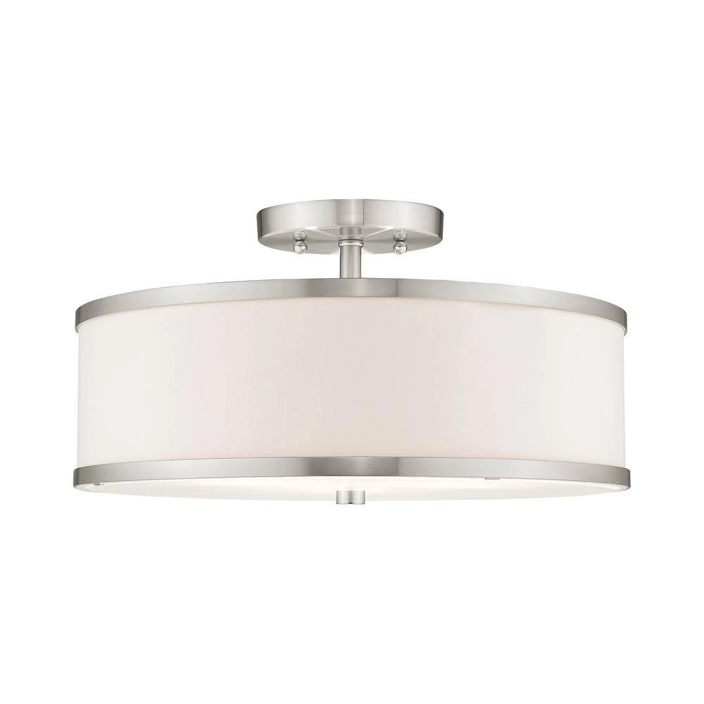 Park Ridge 15 in. 3-Light Brushed Nickel Semi-Flush Mount by Livex Lighting 6 Park Ridge 15 in. 3-Light Brushed Nickel Semi-Flush Mount by Livex Lighting - Image 6