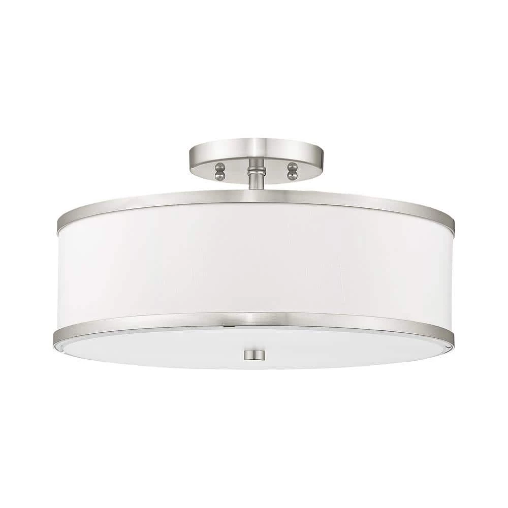 Park Ridge 15 in. 3-Light Brushed Nickel Semi-Flush Mount by Livex Lighting 5 Park Ridge 15 in. 3-Light Brushed Nickel Semi-Flush Mount by Livex Lighting - Image 5