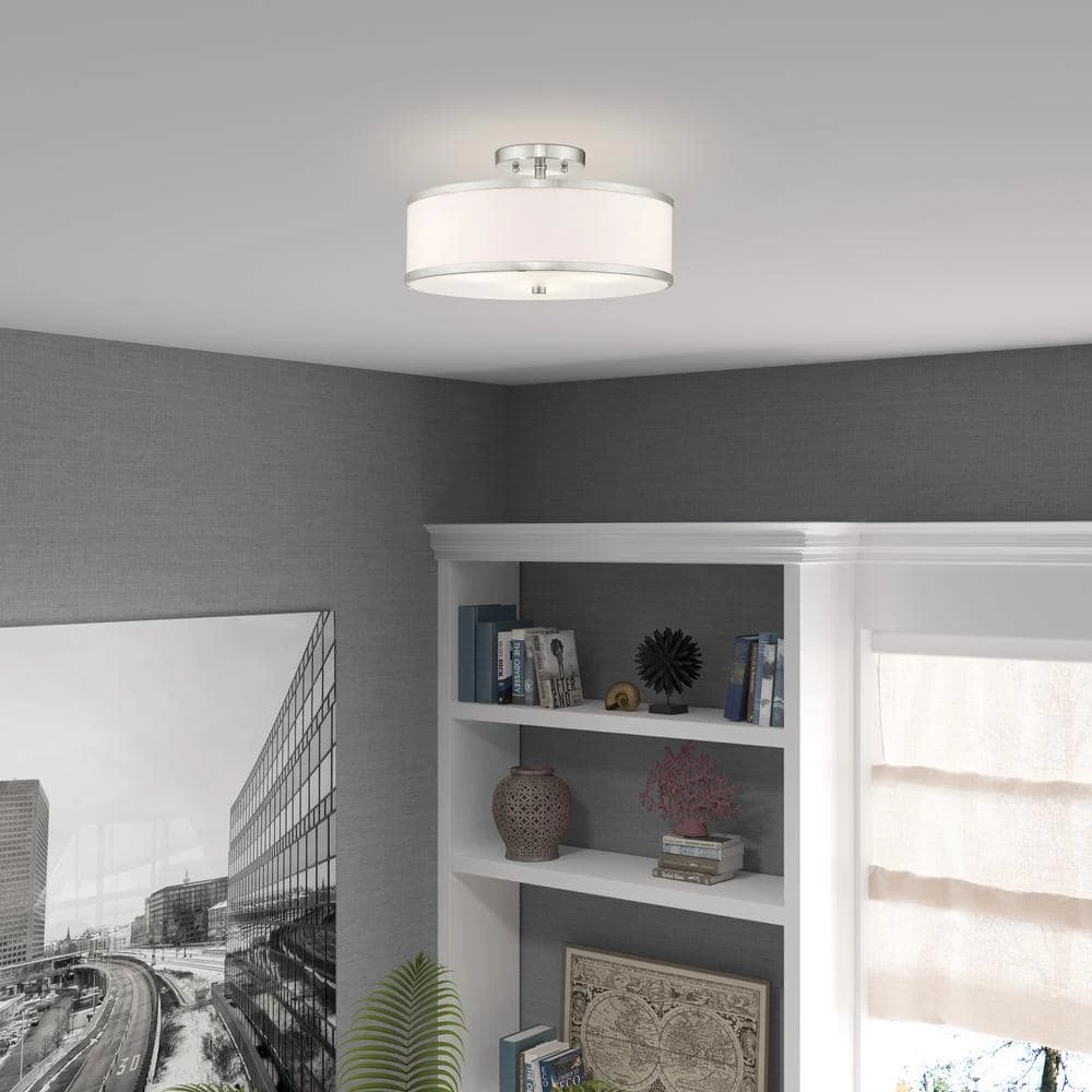 Park Ridge 15 in. 3-Light Brushed Nickel Semi-Flush Mount by Livex Lighting 2 Park Ridge 15 in. 3-Light Brushed Nickel Semi-Flush Mount by Livex Lighting - Image 2