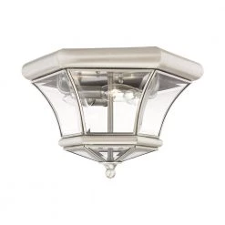 Monterey/Georgetown 3 Light Brushed Nickel Outdoor Flush Mount by Livex Lighting -Livex Lighting shop brushed nickel livex lighting flush mount lights 7053 91 4f 1000