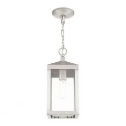 Nyack 1 Light Brushed Nickel Outdoor Pendant Lantern by Livex Lighting -Livex Lighting shop brushed nickel livex lighting outdoor pendant lights 20591 91 1f 1000