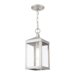 Nyack 1 Light Brushed Nickel Outdoor Pendant Lantern by Livex Lighting -Livex Lighting shop brushed nickel livex lighting outdoor pendant lights 20591 91 44 1000