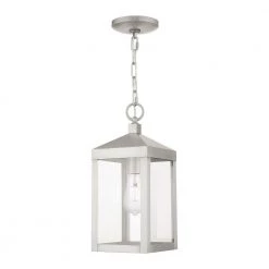 Nyack 1 Light Brushed Nickel Outdoor Pendant Lantern by Livex Lighting -Livex Lighting shop brushed nickel livex lighting outdoor pendant lights 20591 91 76 1000