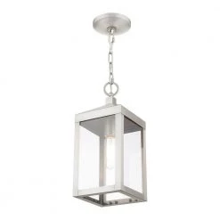 Nyack 1 Light Brushed Nickel Outdoor Pendant Lantern by Livex Lighting -Livex Lighting shop brushed nickel livex lighting outdoor pendant lights 20591 91 fa 1000