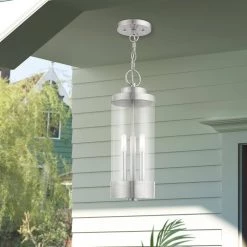 Hillcrest 3-Light Brushed Nickel Outdoor Pendant by Livex Lighting 13 Hillcrest 3-Light Brushed Nickel Outdoor Pendant by Livex Lighting -Livex Lighting shop brushed nickel livex lighting outdoor pendant lights 20727 91 76 1000