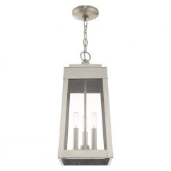 Oslo 3 Light Brushed Nickel Outdoor Pendant Lantern by Livex Lighting -Livex Lighting shop brushed nickel livex lighting outdoor pendant lights 20857 91 1f 1000
