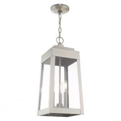Oslo 3 Light Brushed Nickel Outdoor Pendant Lantern by Livex Lighting -Livex Lighting shop brushed nickel livex lighting outdoor pendant lights 20857 91 44 1000