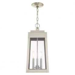 Oslo 3 Light Brushed Nickel Outdoor Pendant Lantern by Livex Lighting -Livex Lighting shop brushed nickel livex lighting outdoor pendant lights 20857 91 4f 1000
