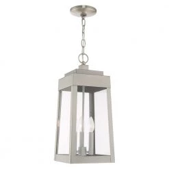Oslo 3 Light Brushed Nickel Outdoor Pendant Lantern by Livex Lighting -Livex Lighting shop brushed nickel livex lighting outdoor pendant lights 20857 91 76 1000