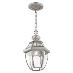 Monterey 1 Light Brushed Nickel Outdoor Pendant Lantern by Livex Lighting -Livex Lighting shop brushed nickel livex lighting outdoor pendant lights 2152 91 1f 1000