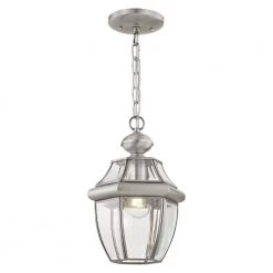 Monterey 1 Light Brushed Nickel Outdoor Pendant Lantern by Livex Lighting -Livex Lighting shop brushed nickel livex lighting outdoor pendant lights 2152 91 44 1000