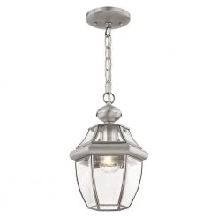 Monterey 1 Light Brushed Nickel Outdoor Pendant Lantern by Livex Lighting -Livex Lighting shop brushed nickel livex lighting outdoor pendant lights 2152 91 4f 1000