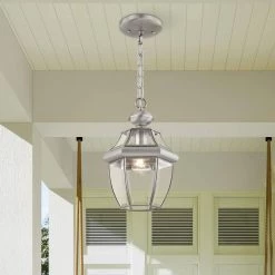 Monterey 1 Light Brushed Nickel Outdoor Pendant Lantern by Livex Lighting -Livex Lighting shop brushed nickel livex lighting outdoor pendant lights 2152 91 a0 1000