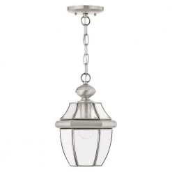 Monterey 1 Light Brushed Nickel Outdoor Pendant Lantern by Livex Lighting -Livex Lighting shop brushed nickel livex lighting outdoor pendant lights 2152 91 c3 1000