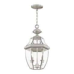 Monterey 2 Light Brushed Nickel Outdoor Pendant Lantern by Livex Lighting -Livex Lighting shop brushed nickel livex lighting outdoor pendant lights 2255 91 4f 1000