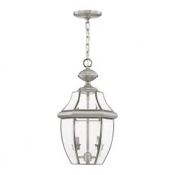 Monterey 2 Light Brushed Nickel Outdoor Pendant Lantern by Livex Lighting -Livex Lighting shop brushed nickel livex lighting outdoor pendant lights 2255 91 c3 1000