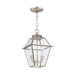 Westover 2 Light Brushed Nickel Outdoor Pendant Lantern by Livex Lighting -Livex Lighting shop brushed nickel livex lighting outdoor pendant lights 2285 91 44 1000